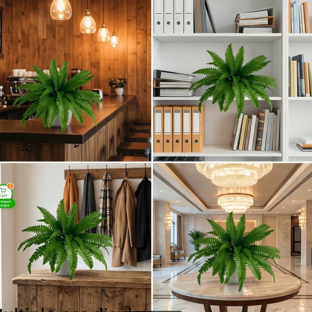 Realistic Artificial Fern Plant - Vivid Green - Picture 5 of 5